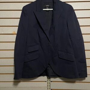 Body by Victoria Womens Navy Blue Cotton Stretch Blazer Jacket Sz 12 VS Academia